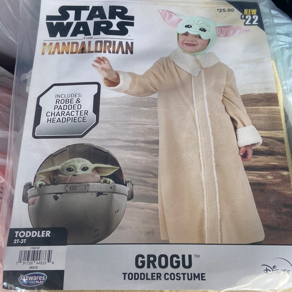 Star Wars The Mandalorian The Child Grogu Halloween Robe Costume Toddler 2T - 3T